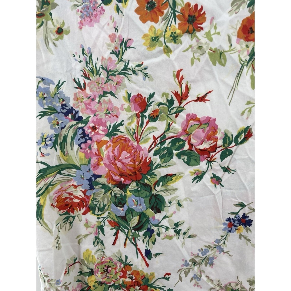 Vintage Ralph Lauren Belle Harbor Floral White Twin Fitted Sheet made in Italy